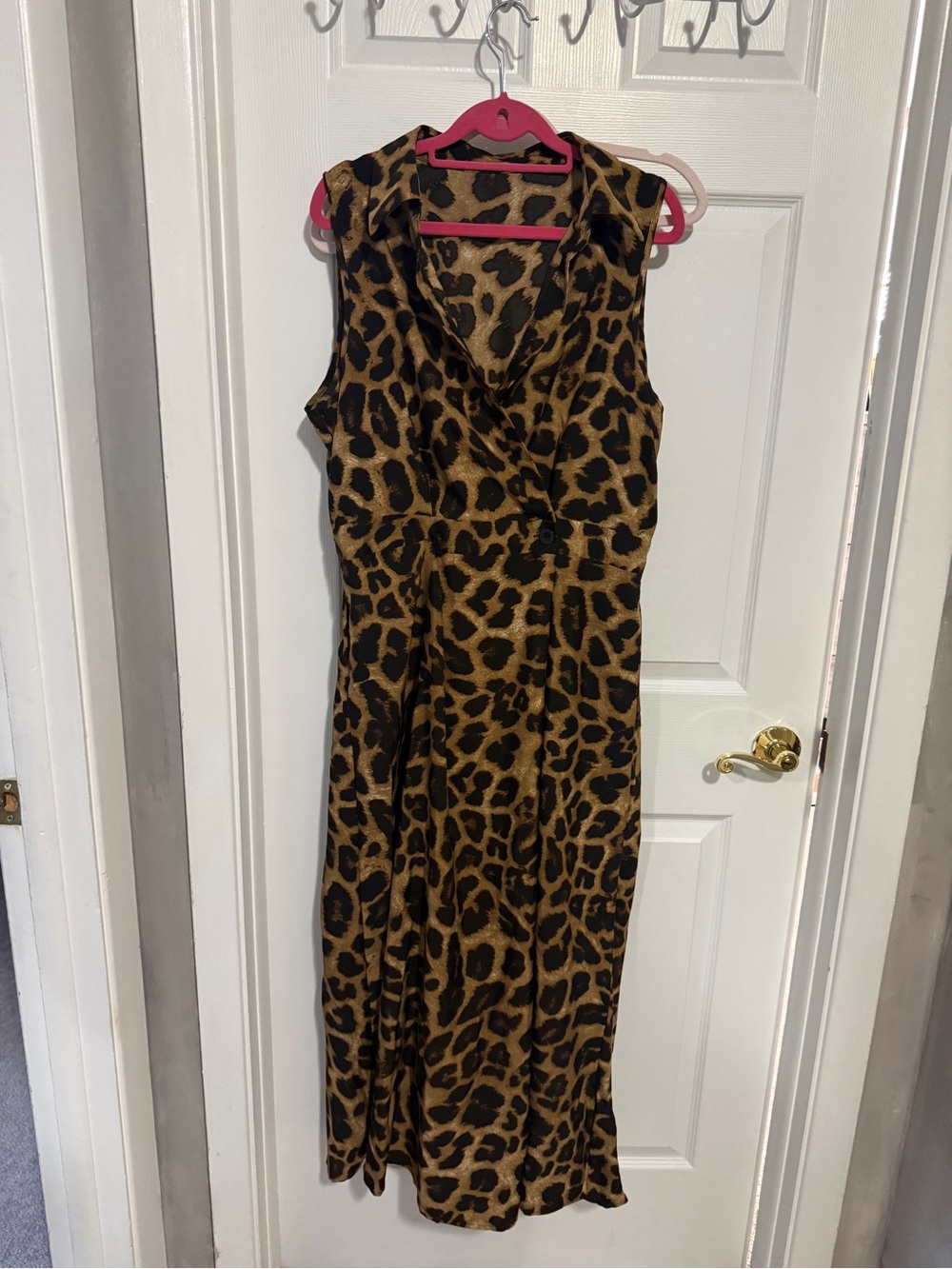 SHEIN Leopard Print Sleeveless Midi Dress - Brown/Black Size XL